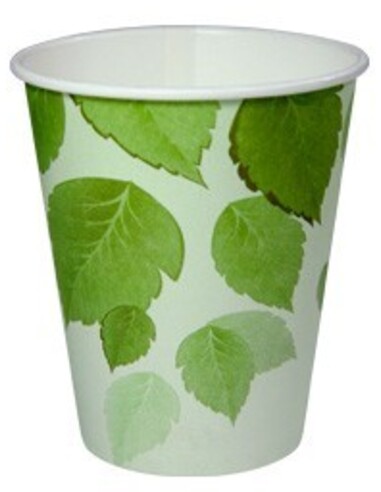 Koffiebeker BIO, Green Leaf, 230cc, 1000 stuks