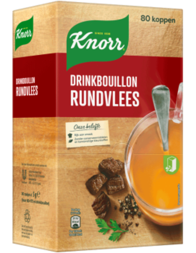 Knorr Drinkbouillon Rundvlees, 80 zakjes